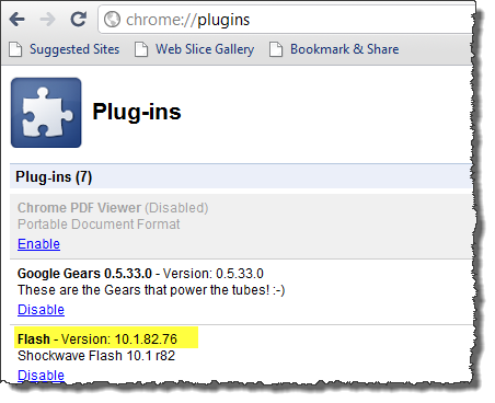 Check version of Flash in Chrome