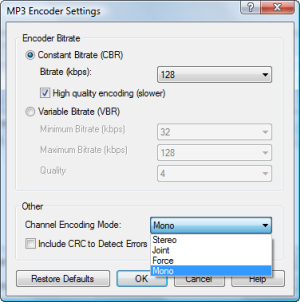 Encode settings to fix left channel only