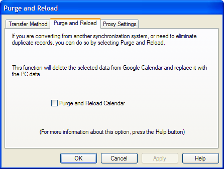 Purge Google Calendar Sync Settings