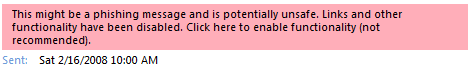 Outlook Message Warning