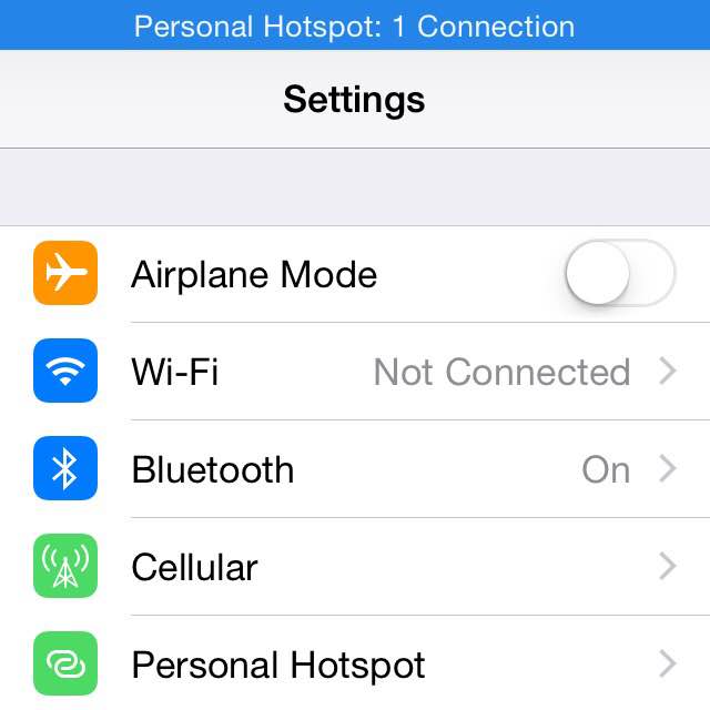 iPhone personal hotspot