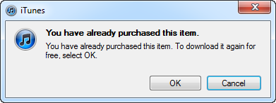 iTunes already purchased