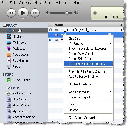 ih convert itunes songs to download into an mp3 player