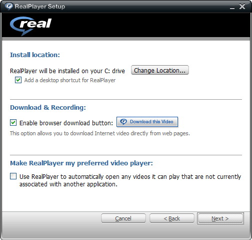 RealPlayer Browser Downloading Setup