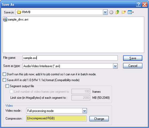 Save File in VirtualDub