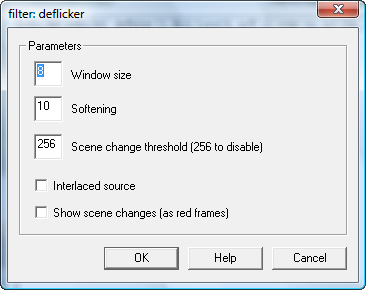 Configure Deflicker Filter for VirtualDub
