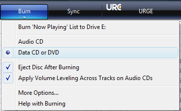 burning data files with windows media player